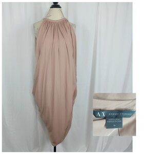 Armani Exchange Drape Dress 12 Large Champagne Midi Halter